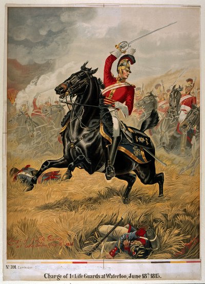 Charge of the 1st Life Guards at Waterloo, 18 June 1815 by Henry A. Payne